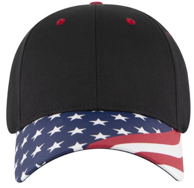 Otto Caps: American Flag Visor Garment Washed Mesh Back Hats