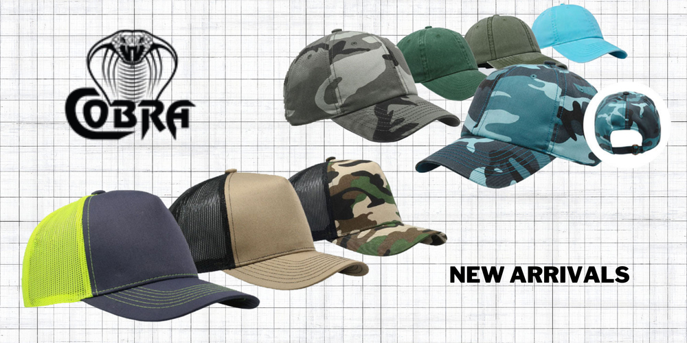 Cobra Hats latest baseball trucker and camouflage caps