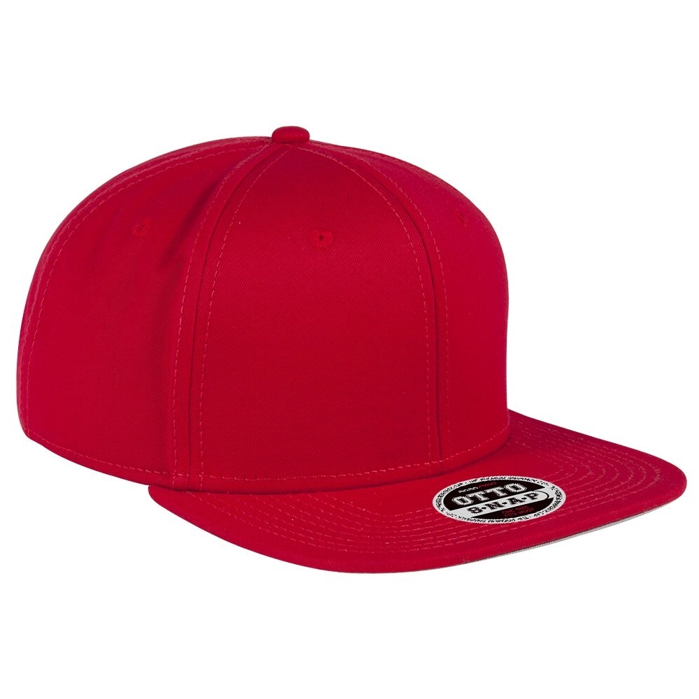 COTTON TWILL SQUARE FLAT VISOR OTTO 6 PANEL PRO SNAPBACK | FLAT BILLED HATS