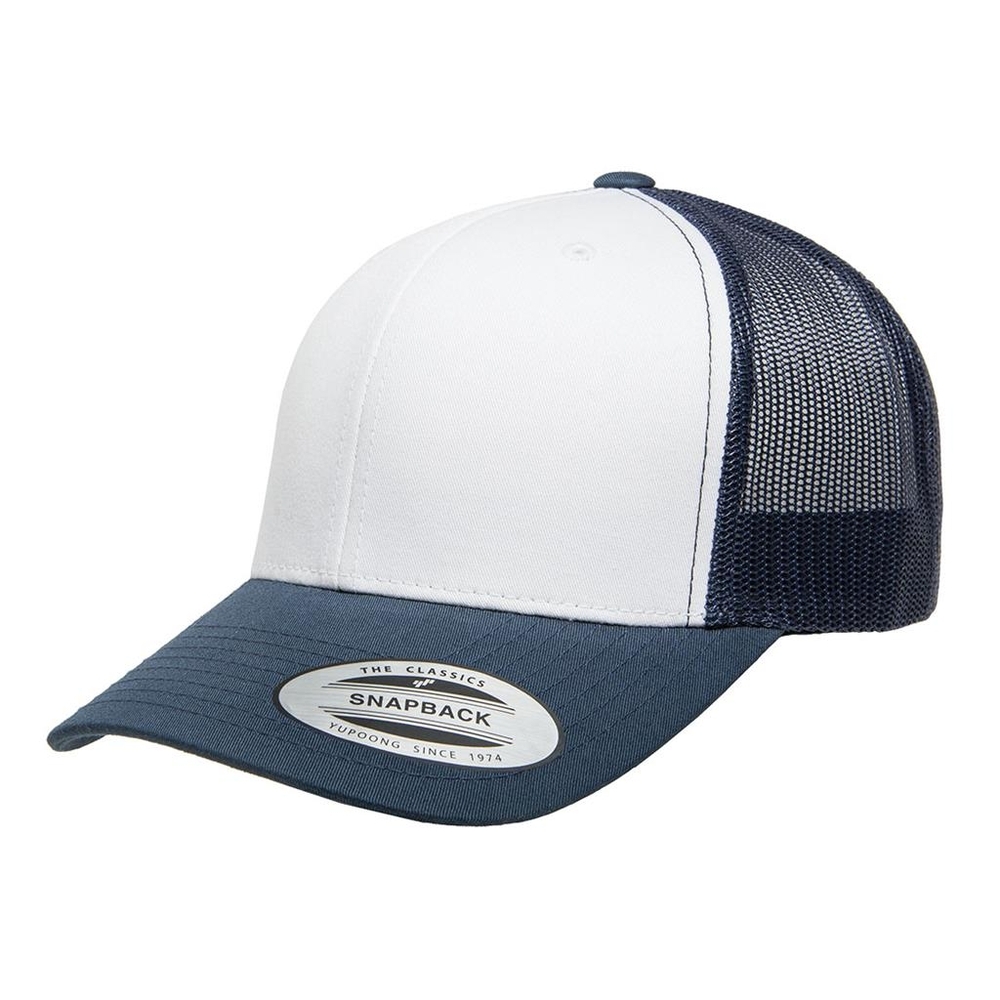 Yupoong 6 Panel Trucker White Front | Wholesale Blank Caps & Hats ...