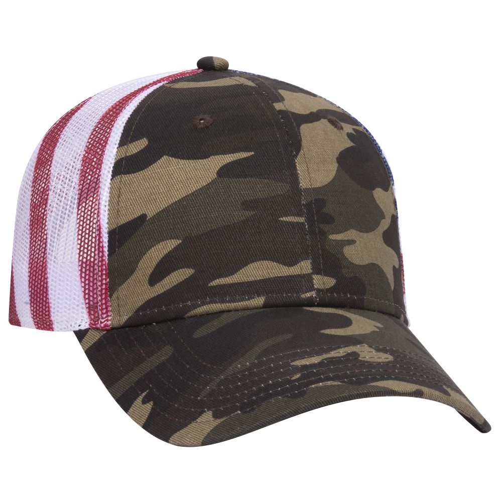 Otto American Flag Mesh Back Cotton Twill 6 Panel Low Profile