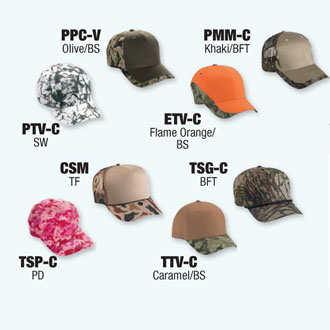 8 Pcs. Basic-Camo Sample Pack H - Cap Wholesalers