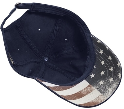 Cobra Caps: Wholesale Chino Washed Cap w/ Faded USA Flag Under Bill