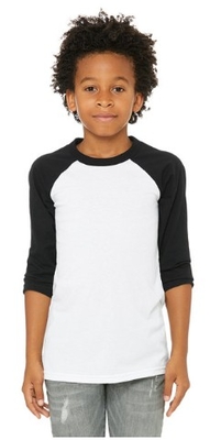 Bella + Canvas Youth 3/4-Sleeve Baseball T-Shirt - Cap Wholesalers