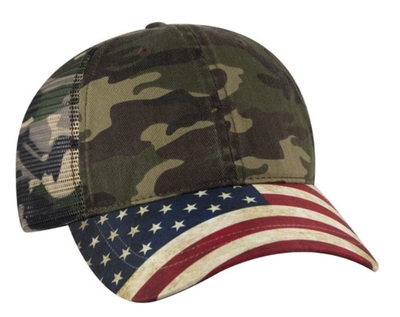 Wholesale Otto Caps: American Flag Visor Mesh Backed | Wholesale Hats