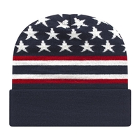 Image Kati Cap America USA Made Flag Knit 12 Inch Cuffed