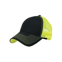 Image Mega Heavy Cotton Twill Trucker Cap With Neon Mesh