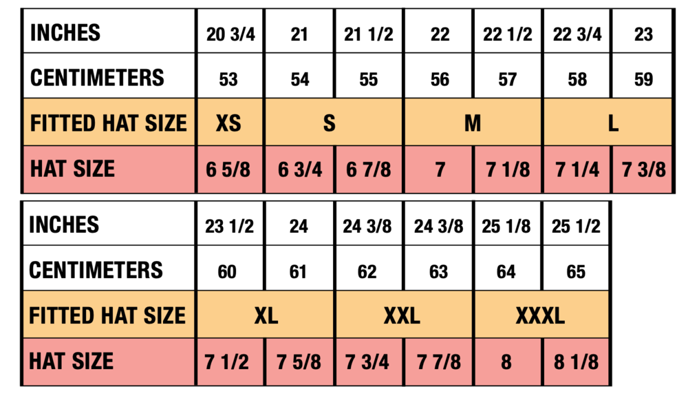 Cap Size Charts | Wholesale Caps
